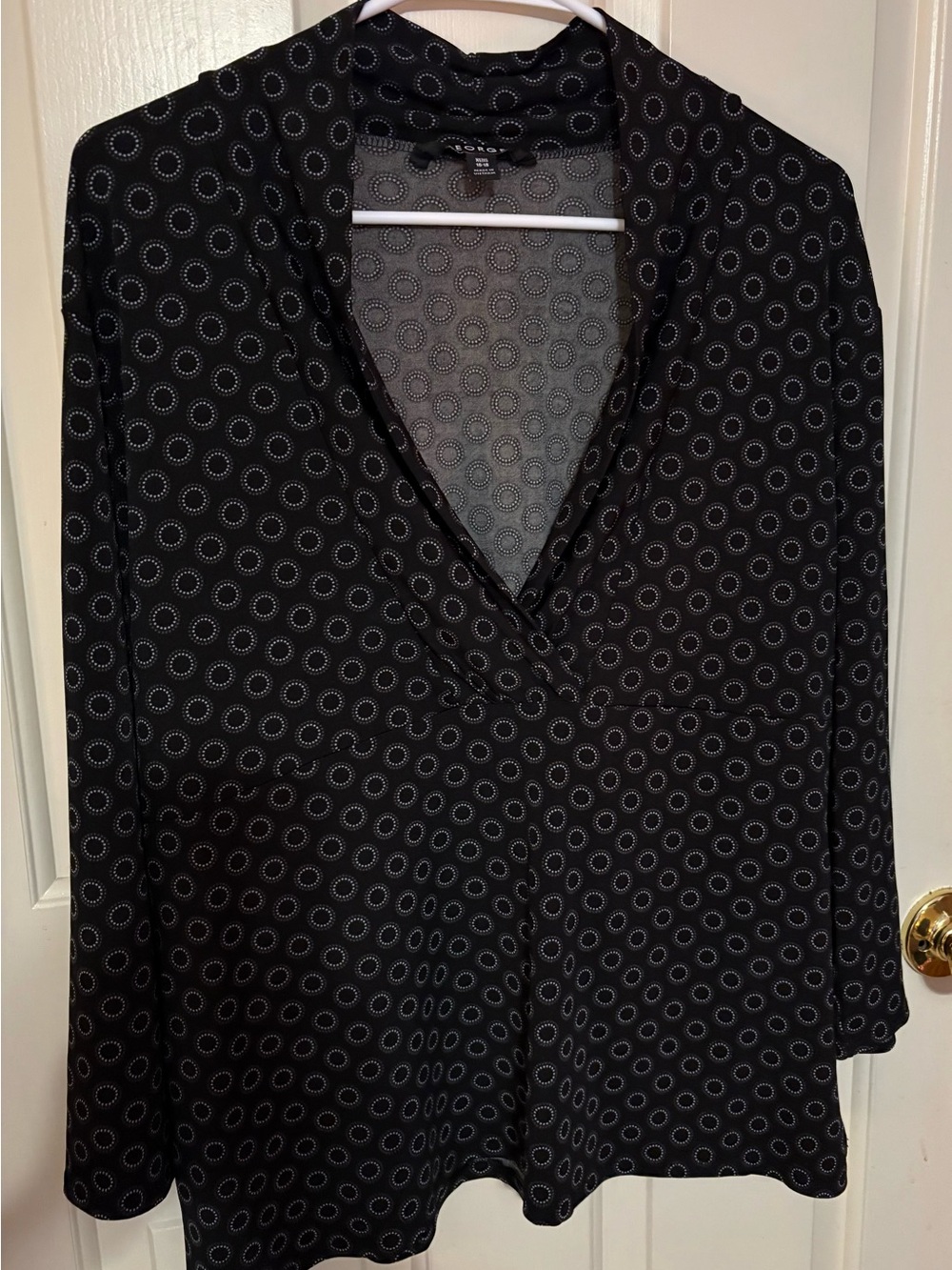 George Black Blouse with White Circle Print XL